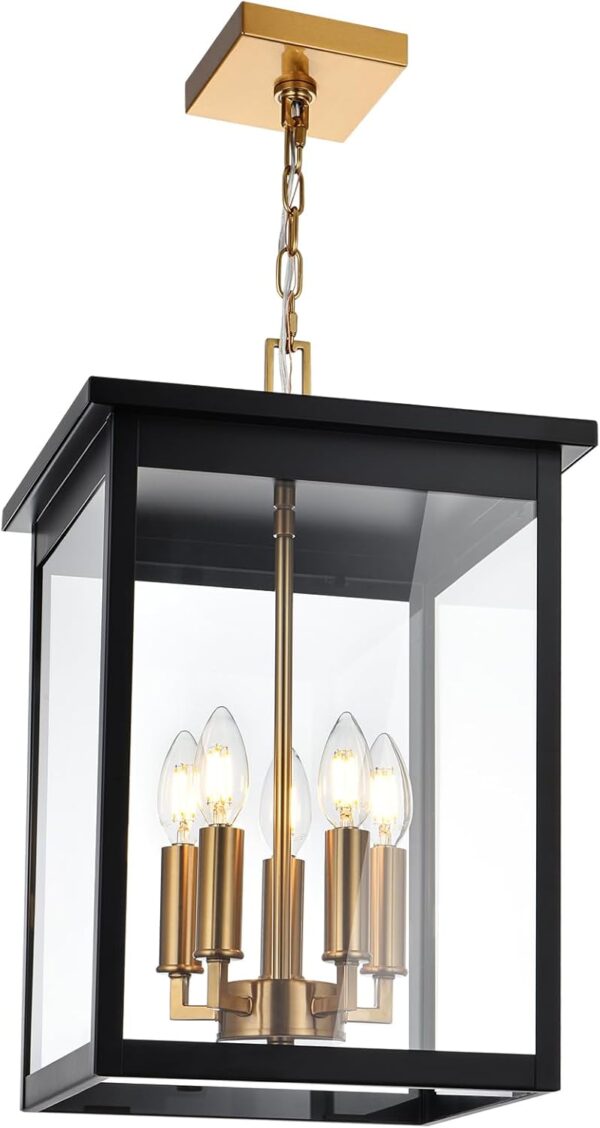 5-Light Black Large Outdoor Pendant Light Fixture