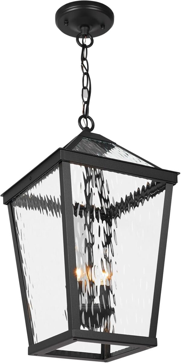 Outdoor Pendant Light Adjustable Exterior Chandelier Fixture with E12 Sockets & Water