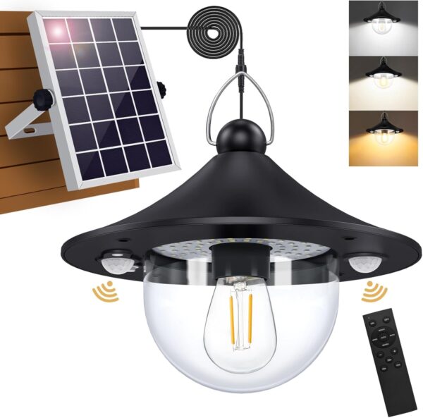 Solar Shed Light Indoor Outdoor Pendant Lights Solar Powered with 2 Motion
