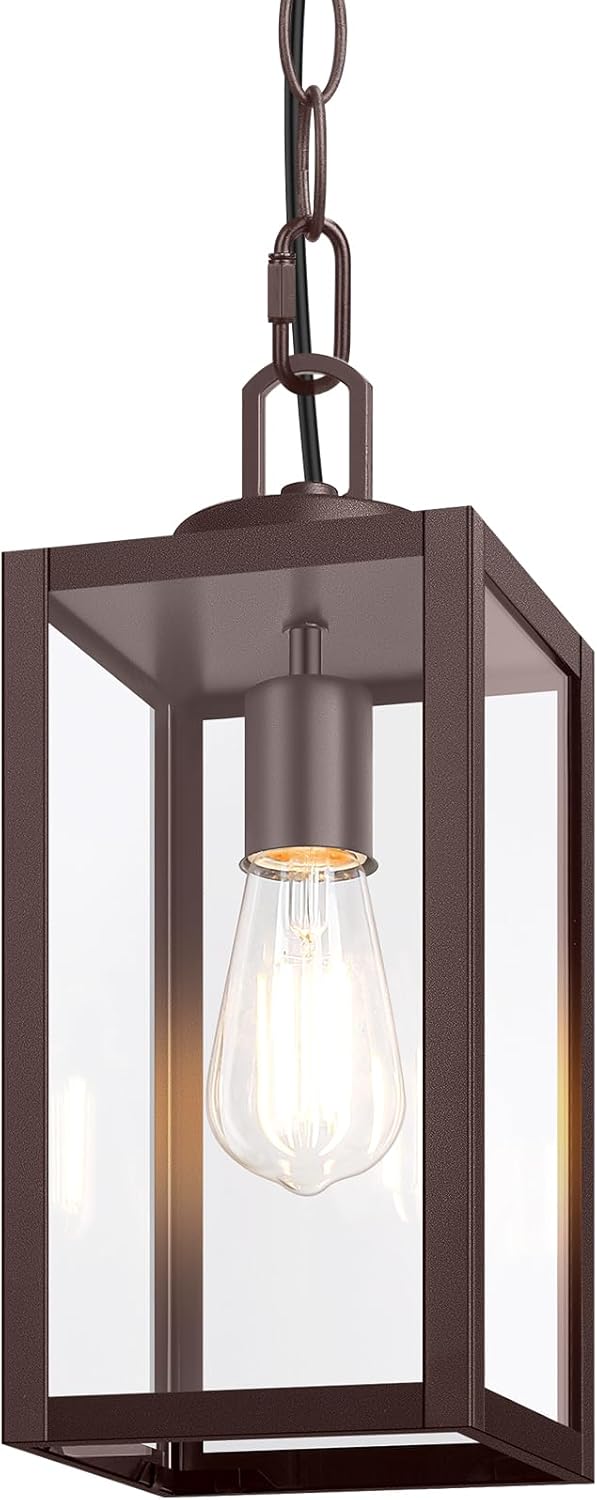 1-Pack Outdoor Pendant Light Black Exterior Pendant Lighting Fixture with Adjustable Chain