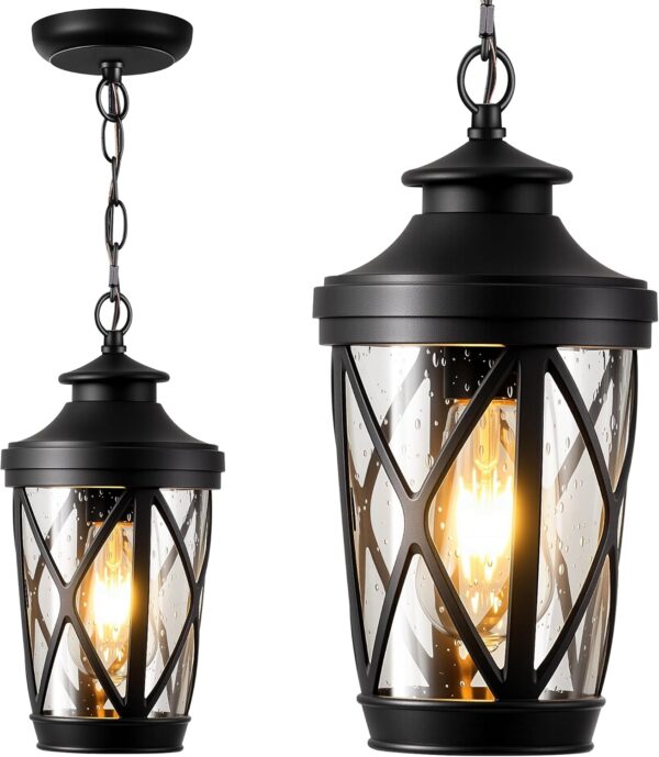 Outdoor Hanging Lights Black Outside Pendant Light with Adjustable Chain