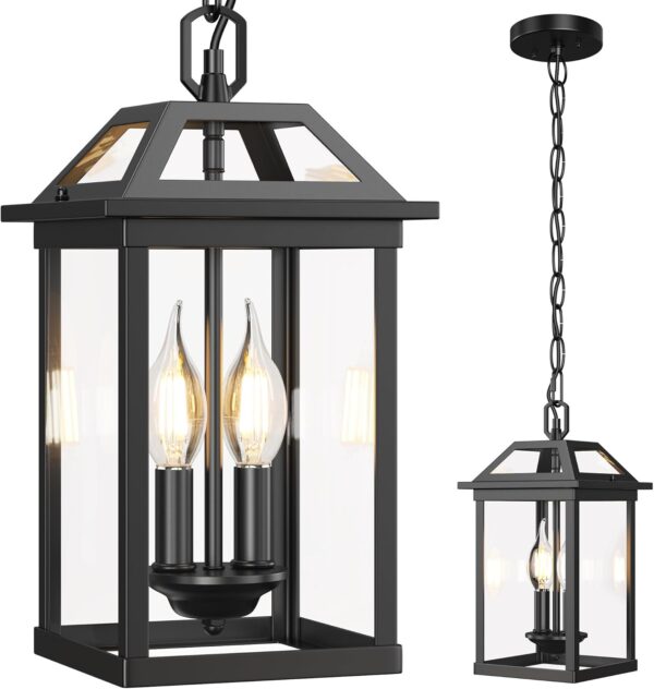 Large Outdoor Pendant Light with 2 Bulbs
