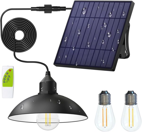 Solar Shed Light Outdoor Pendant Light with 4000mAh Solar Panel Warm/White Dimmable