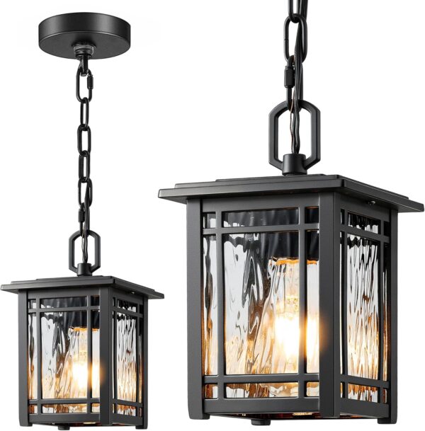 Outdoor Pendant Light Black Lantern Pendant Light with Adjustable Chain